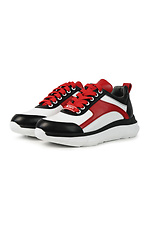 Red and Black Leather Platform Sneakers  4205445 photo №3