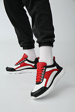 Red and Black Leather Platform Sneakers  4205445 photo №4