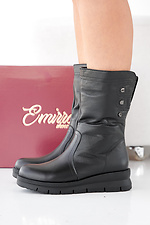 Black winter leather women's boots  2505446 photo №2