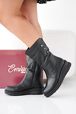 Black winter leather women's boots  2505446 photo №3