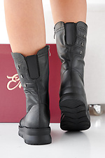 Black winter leather women's boots  2505446 photo №4