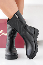 Black winter leather women's boots  2505446 photo №5