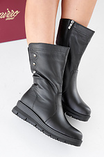 Black winter leather women's boots  2505446 photo №6
