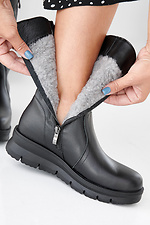 Black winter leather women's boots  2505446 photo №7
