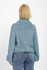 Knitted women's sweater with a high collar in gray-blue color.  4038446 photo №3