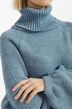 Knitted women's sweater with a high collar in gray-blue color.  4038446 photo №4