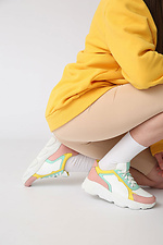 Різнобарвні шкіряні кросівки на платформі  4205446 фото №4