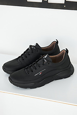 Весенние мужские кроссовки из натуральной кожи черного цвета 8019446 фото №1