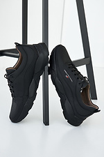 Весенние мужские кроссовки из натуральной кожи черного цвета 8019446 фото №2