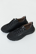 Весенние мужские кроссовки из натуральной кожи черного цвета 8019446 фото №3