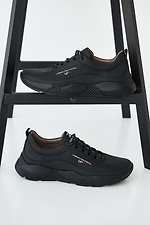 Весенние мужские кроссовки из натуральной кожи черного цвета 8019446 фото №5