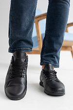Весенние мужские кроссовки из натуральной кожи черного цвета 8019447 фото №2
