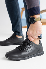Весенние мужские кроссовки из натуральной кожи черного цвета 8019447 фото №3
