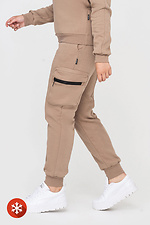 Утепленные штаны с боковыми карманами бежевого цвета Garne 3041448 фото №3