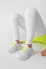 Women's white leather platform sneakers  4205448 photo №2