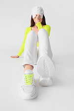 Женские кожаные кроссовки белые на платформе  4205448 фото №3