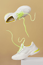 Women's white leather platform sneakers  4205448 photo №6