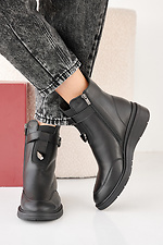 Black winter leather women's boots  2505449 photo №4