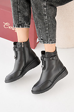 Black winter leather women's boots  2505449 photo №8