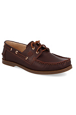 Шкіряні туфлі топсайдеры коричневого кольору на шнурках Forester 4101449 фото №1