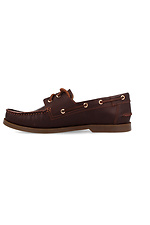 Шкіряні туфлі топсайдеры коричневого кольору на шнурках Forester 4101449 фото №2