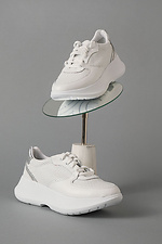 Women's white leather platform sneakers  4205449 photo №1