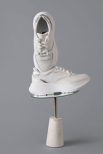 Women's white leather platform sneakers  4205449 photo №2