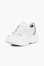 Women's white leather platform sneakers  4205449 photo №6