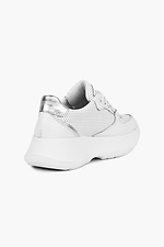 Women's white leather platform sneakers  4205449 photo №7