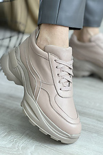Women's beige leather platform sneakers  8018449 photo №12
