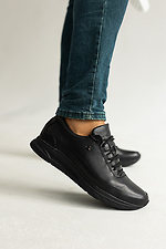 Весенние мужские кроссовки из натуральной кожи черного цвета 8019449 фото №2