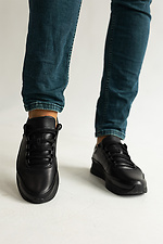 Весенние мужские кроссовки из натуральной кожи черного цвета 8019449 фото №3