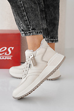 Women's leather winter milk sneakers  2505450 photo №4