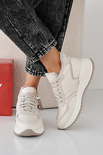 Women's leather winter milk sneakers  2505450 photo №8