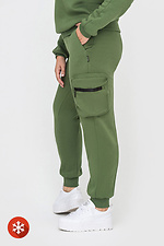 Утепленные штаны с боковыми карманами цвета хакі Garne 3041450 фото №4