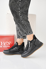 Women's black winter leather sneakers  2505451 photo №2