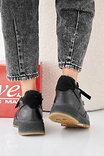 Women's black winter leather sneakers  2505451 photo №3