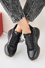 Women's black winter leather sneakers  2505451 photo №4