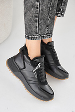 Women's black winter leather sneakers  2505451 photo №5