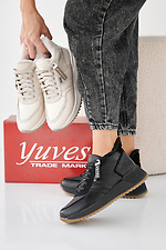 Women's black winter leather sneakers  2505451 photo №6