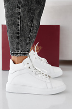 Women's white winter leather sneakers  2505452 photo №3