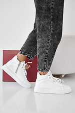 Women's white winter leather sneakers  2505452 photo №5