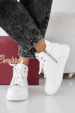 Weiße Winter-Ledersneaker für Damen 2505452 Foto №6