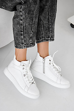Women's white winter leather sneakers  2505452 photo №7