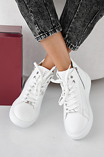 Women's white winter leather sneakers  2505452 photo №8