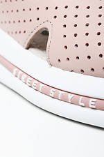 Leather summer slippers pink with perforation  4205452 photo №4