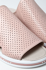 Leather summer slippers pink with perforation  4205452 photo №5
