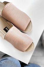Leather summer slippers pink with perforation  4205452 photo №7