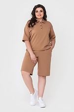 Brown PINK knitted suit: polo shirt, knee-length long shorts Garne 3040453 photo №1