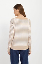 Long oversized jumper in beige with white stripes  4038453 photo №3